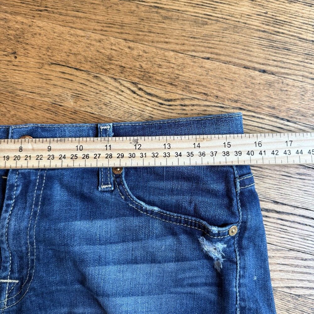 7 For All Mankind Jean Shorts Womens Size 28 Medium Wash Blue Y2K Summer Cuffed - Picture 7 of 8